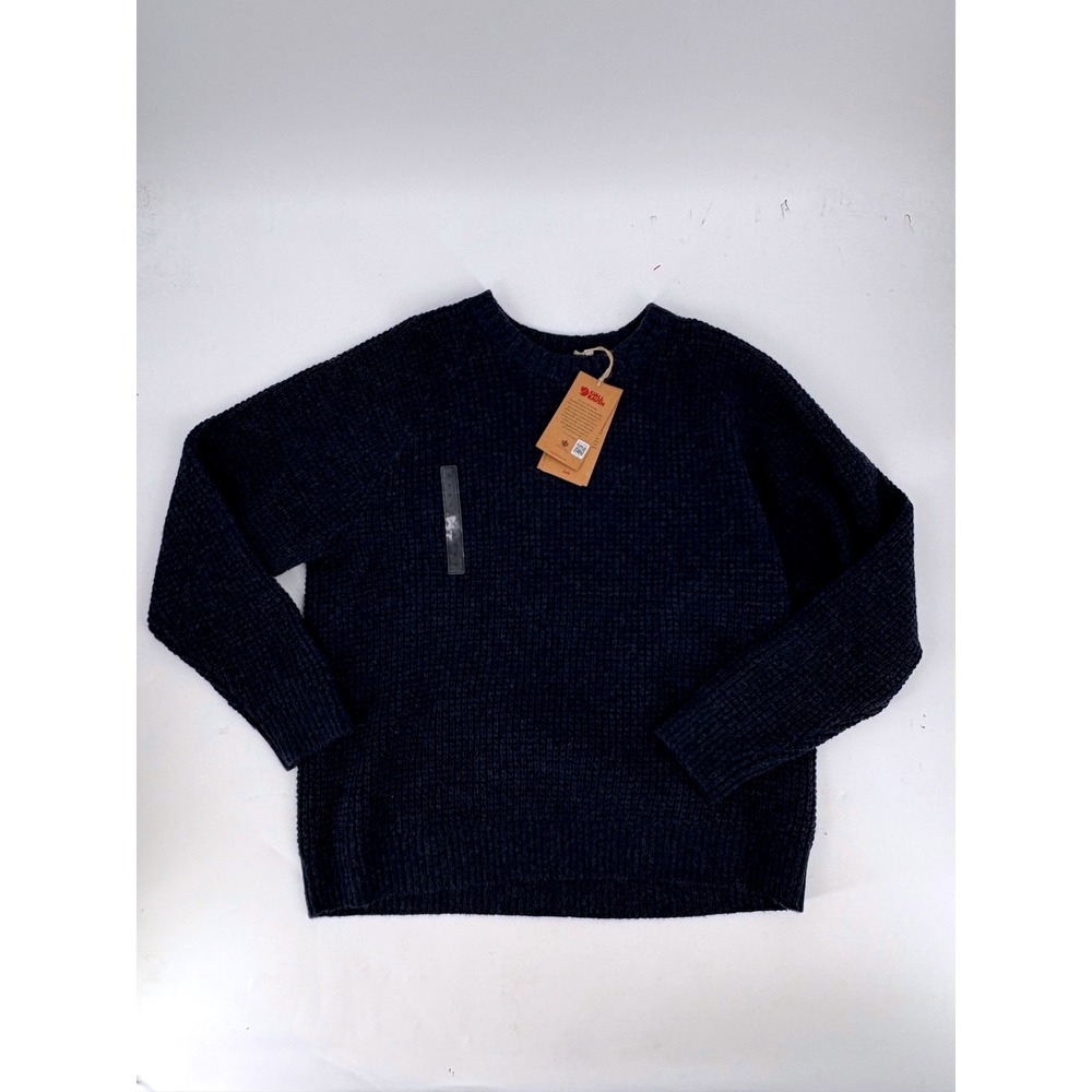 Fjallraven Ovik Waffle Knit W Navy Wool Sweater Crewneck XL 86002259 New